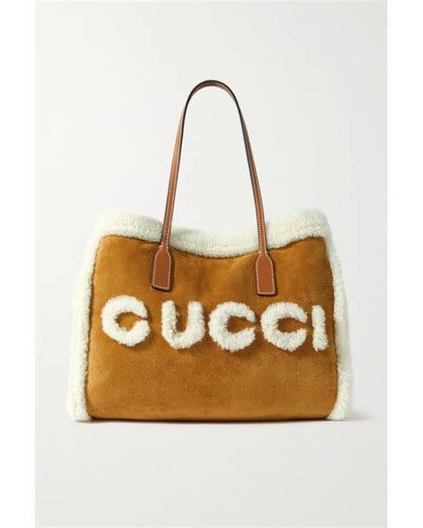 gucci shearling tote bag